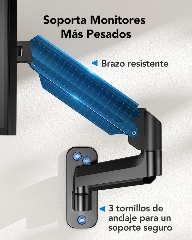HUANUO Computer Monitor Wall Mount for 22"-35" Screens, Gaming Wall Mount Monitor Arm Holds up to 26.4lbs, Vesa Mount with Tilt, Swivel, Rotation, Supports 75x75mm, 100x100mm, 200x200mm, Black - Image 3